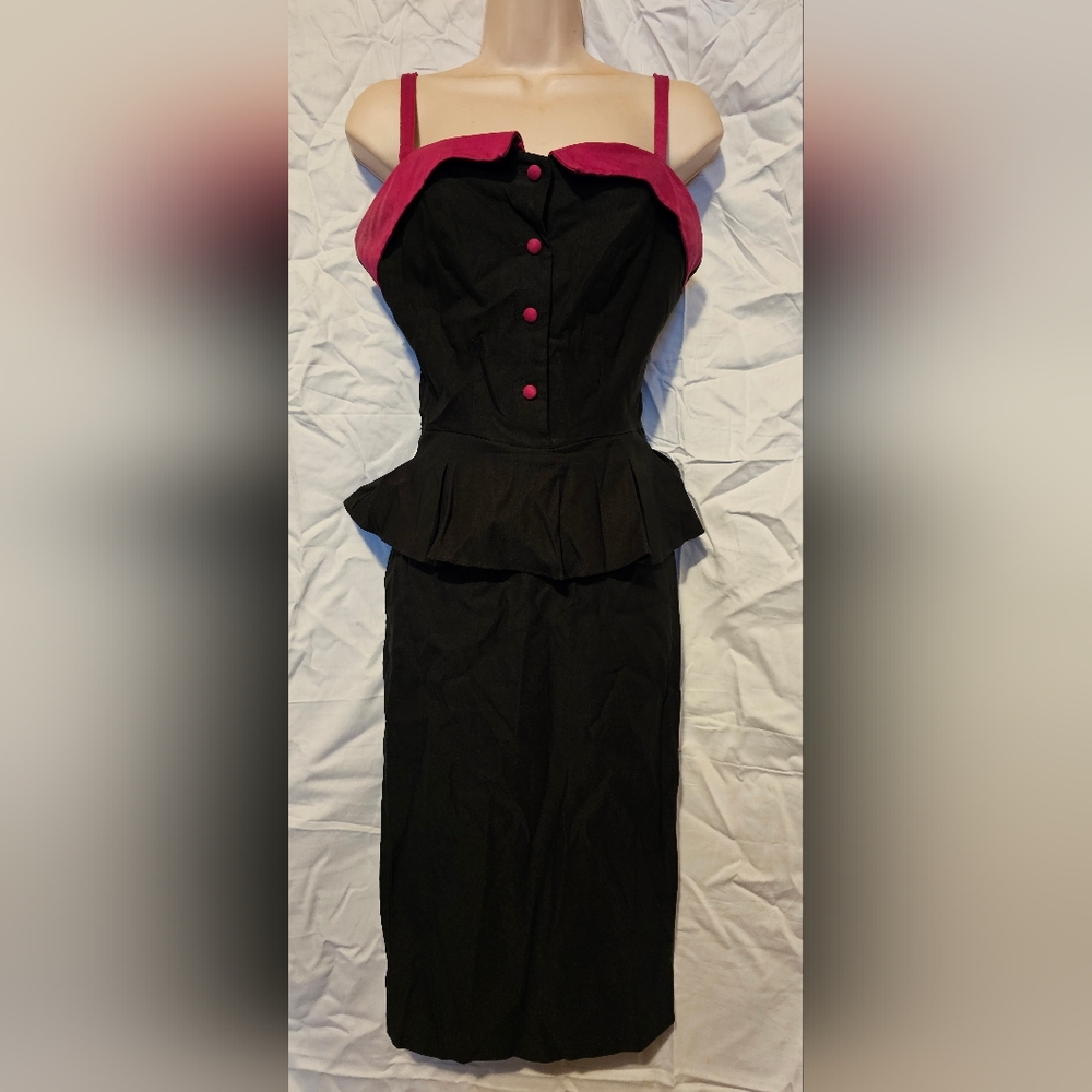 Stop Staring Black Dress with Purple Accents